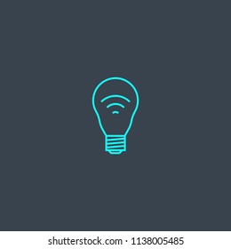 smart bulb concept blue line icon. Simple thin element on dark background. smart bulb concept outline symbol design from Smart home set. Can be used for web and mobile UI/UX