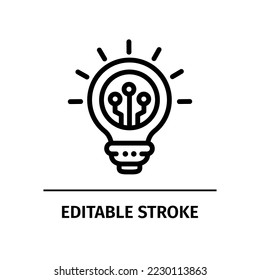 smart bulb icon. editable stroke