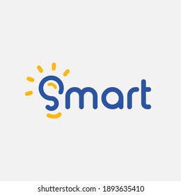 Smart  Bulb Lamp Idea Text Typography Logo Design Vector