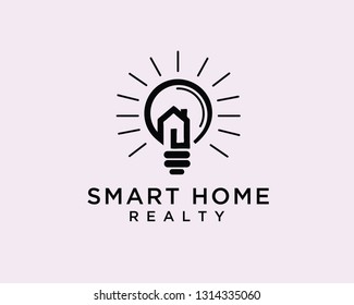 Smart bulb light home logo design inspiration