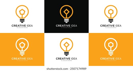Smart Birne Logo Design abstrack mit Symbol geometrisch. Premium-Vektor