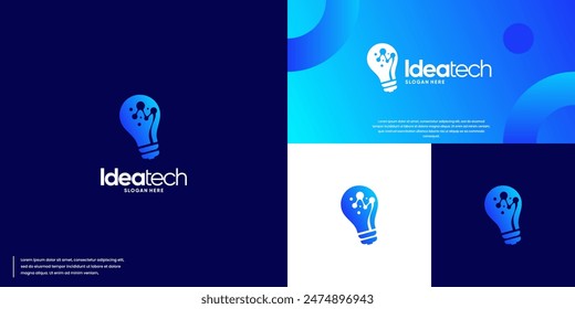 smart bulb logo, idea tech , digital pixel , logo design template.