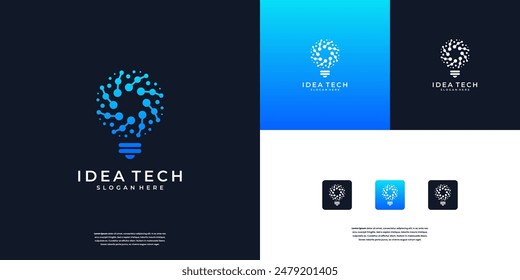 Smart bulb tech logo design. Bulb digital technology logo design inspiration.