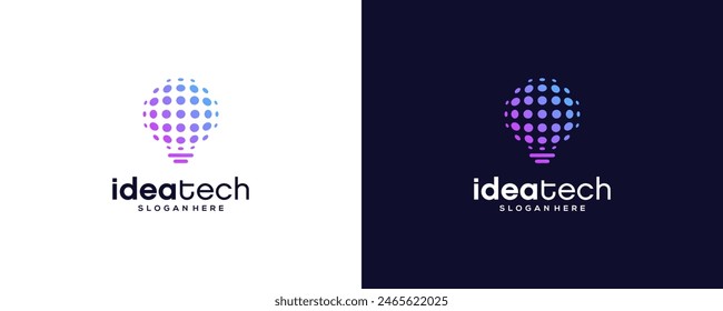 Smart bulb tech logo icon design, vector illustration