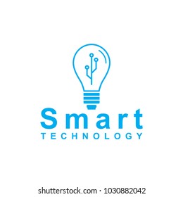 smart bulb technology logo design