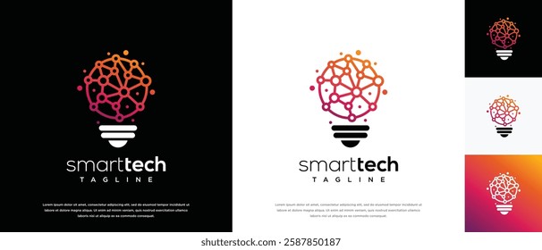 smart bulb technology logo design template. technology bulb logo icon