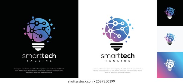 smart bulb technology logo design template. technology bulb logo icon