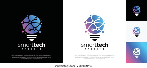 smart bulb technology logo design template. technology bulb logo icon