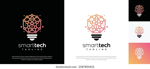 smart bulb technology logo design template. technology bulb logo icon