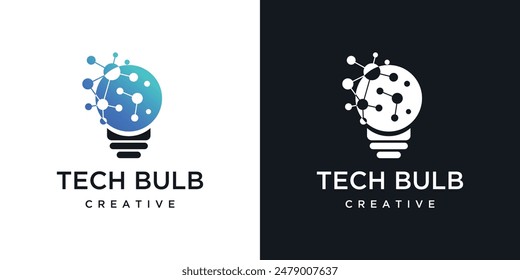 Smart bulb technology logo icon. Creative light bulb logo ideas. Bulb digital logo technology idea	