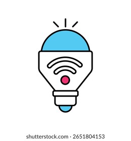 Ícone de estilo de ilustração de contorno Preenchido com Vetor de Lâmpada Inteligente. Arquivo EPS 10
