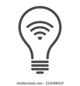 Smart bulb vector icon isolated on white background. Smart lightbulb with wireless symbol for web, mobile apps and ui design. Iot stock vector illustration. Smart home technology concept