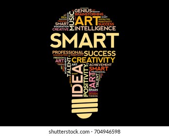 SMART bulb word cloud collage, business concept