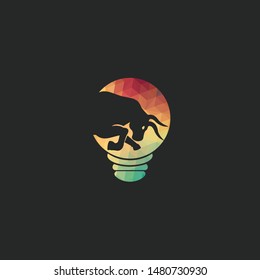 Smart bull vector logo design. Bull with bulb icon vector logo.	