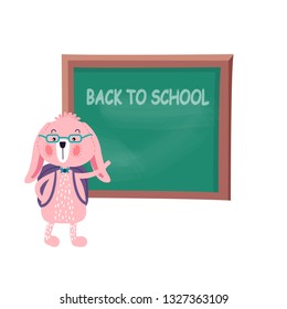 
smart bunny student at school