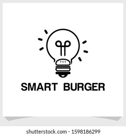 smart burger logo design template, lamp and burger logo design vector