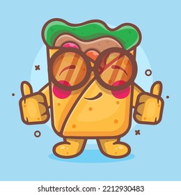 smart burrito food character mascot with thumb up hand gesture isolated cartoon in flat style design