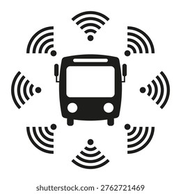 Smart bus Vector. Wireless network symbol. City transport icon. Internet hotspot sign. Manual vector only. No autotrace used. EPS 10.