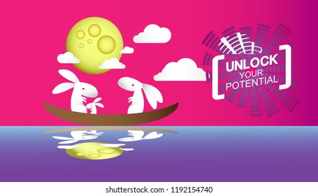 smart business background with rabbit illustration for shopping or commercial event. vector illustration.