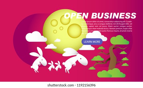 smart business background with rabbit illustration for shopping or commercial event. vector illustration.