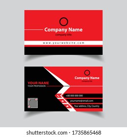 Smart Business Card Template. Black and Red Color, Illustration Vector 10