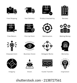 Smart Business Glyph Icons - Solid, Vectors