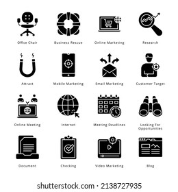 Smart Business Glyph Icons - Solid, Vectors