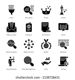 Iconos de glifos para empresas inteligentes: sólidos vectores