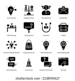 Smart Business Glyph Icons - Solid, Vectors