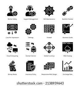 Smart Business Glyph Icons - Solid, Vectors