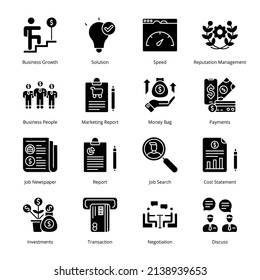 Smart Business Glyph Icons - Solid, Vectors