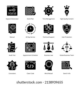 Smart Business Glyph Icons - Solid, Vectors