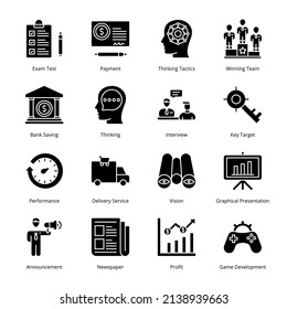 Iconos de glifos para empresas inteligentes: sólidos vectores