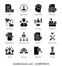 Smart Business Glyph Icons - Solid, Vectors