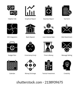 Smart Business Glyph Icons - Solid, Vectors