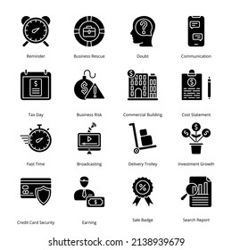 Smart Business Glyph Icons - Solid, Vectors