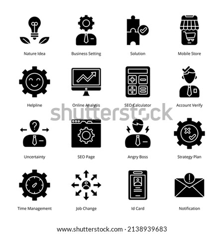 Smart Business Glyph Icons - Solid, Vectors