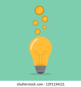 Smart business, smart innovation, light bulb and money, flat design vector illustration