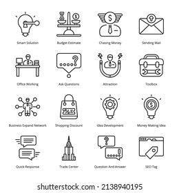 Iconos de esquema de negocios inteligentes: vectores con tracción