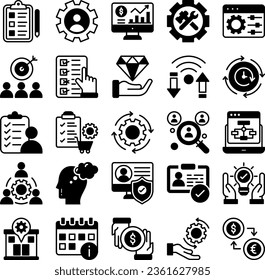 Conjunto de iconos de vectores de Smart Business, incluidos material de oficina, finanzas, economía, banca, administración del personal y muchos tipos de iconos relacionados con las empresas y las finanzas