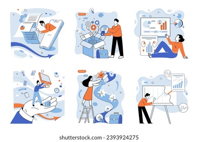 Ilustración inteligente del vector de negocio. Progreso, viaje por carretera en el viaje desarrollo de negocios inteligente Pensamiento creativo, combustible encender la llama innovación de negocios inteligente Inteligencia, conducción del maestro