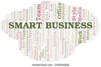 Smart Business word cloud. Collage made with text only.