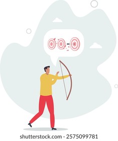 smart businessman archery hit multiple bullseye with single arrow..flat characters.