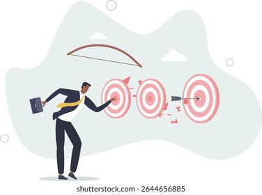 o tiro com arco do empresário inteligente atingiu vários bullseye com o único arrow.character para o design.