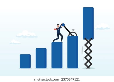 Smart businessman control switch to move or growing profit graph, growing business graph, increase sale or investment growth, profit rising up or revenue growing, development or improvement (Vector)