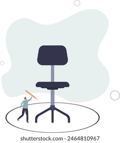 smart businessman drawing circle around his office chair.flat vector illustration.