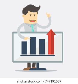 smart businessman presentation cartoon character vector design