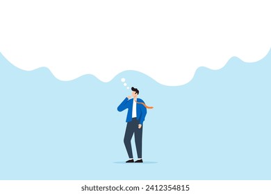 Smart businessman thinking with big bubble