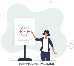 smart businesswoman project manager present scope of work in meeting.flat vector illustration.