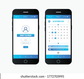 smart calendar apps ui ux design theme. simple and clean style calendar design. its easy to edit information and text. multi purpose use theme